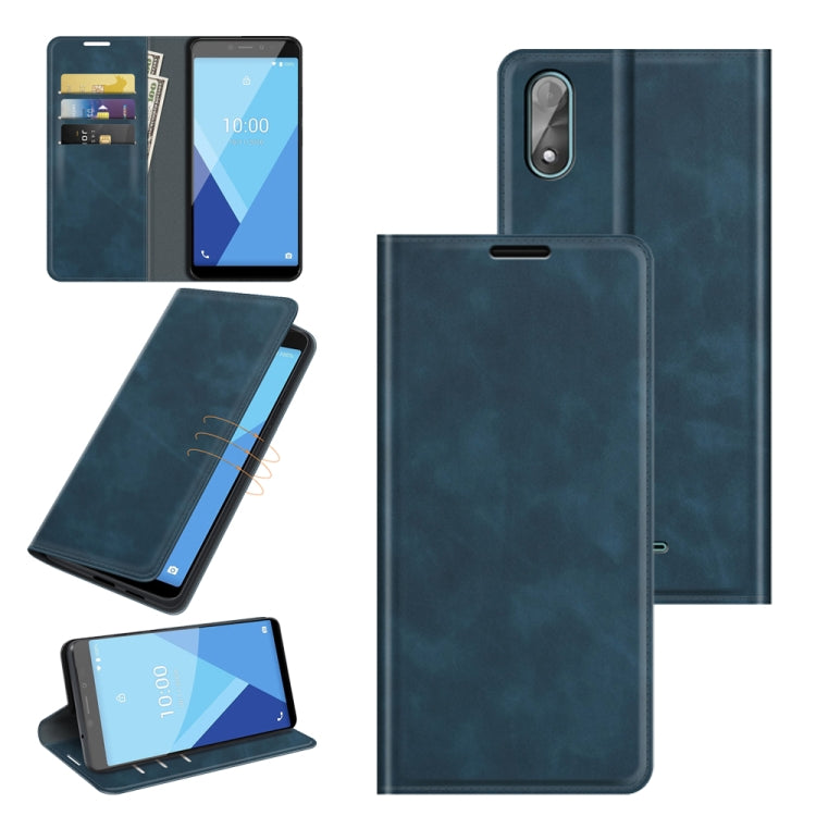 Compatible with Wiko Y51 Retro-skin Business Magnetic Suction Leather Case with Holder & Card Slots & Wallet, Compatible with Wiko Y51