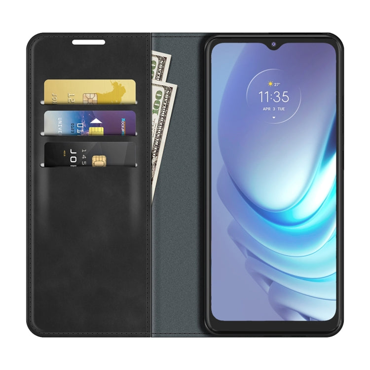 For Motorola Moto G50 Retro-skin Business Magnetic Suction Leather Case with Holder & Card Slots & Wallet
