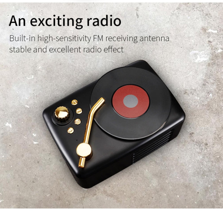 Retro style,built-in high-sensitivity FM receiving antenna,long-term voyage, T12 (Black)
