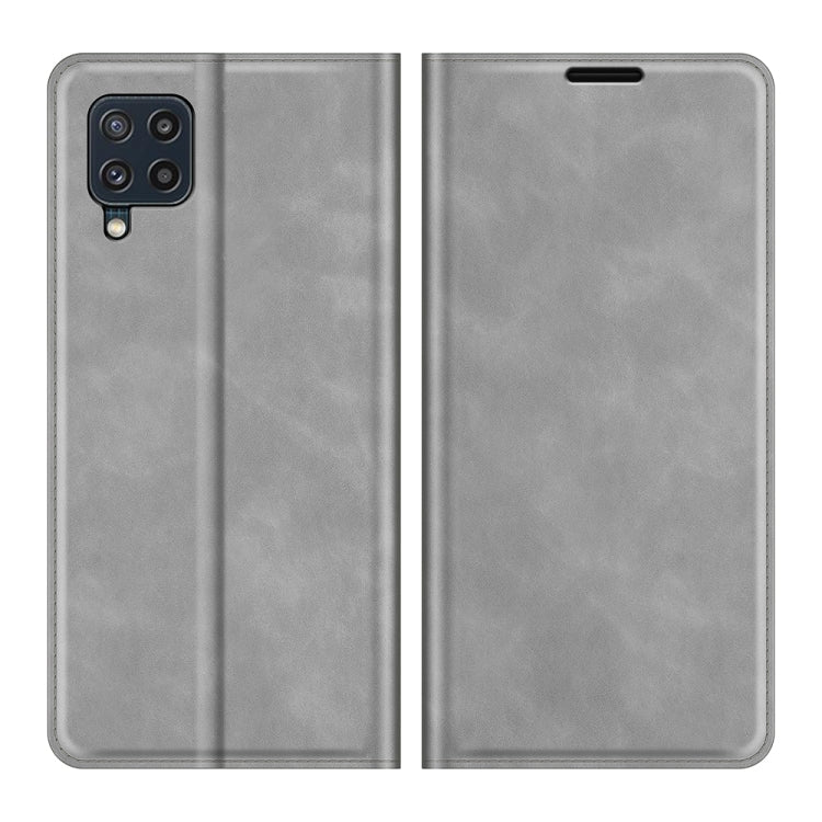 For Samsung Galaxy M32 Retro-skin Business Magnetic Suction Leather Case with Holder & Card Slots & Wallet