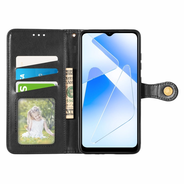 Solid Color Leather Buckle Phone Case with Lanyard & Photo Frame & Card Slot & Wallet & Stand Function, Compatible with OPPO A55 5G