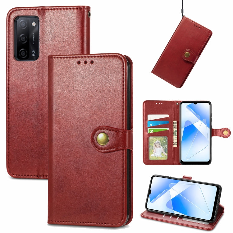 Solid Color Leather Buckle Phone Case with Lanyard & Photo Frame & Card Slot & Wallet & Stand Function, Compatible with OPPO A55 5G