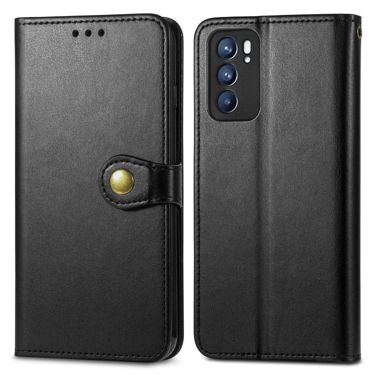 Solid Color Leather Buckle Phone Case with Lanyard & Photo Frame & Card Slot & Wallet & Stand Function, Compatible with OPPO Reno6 5G