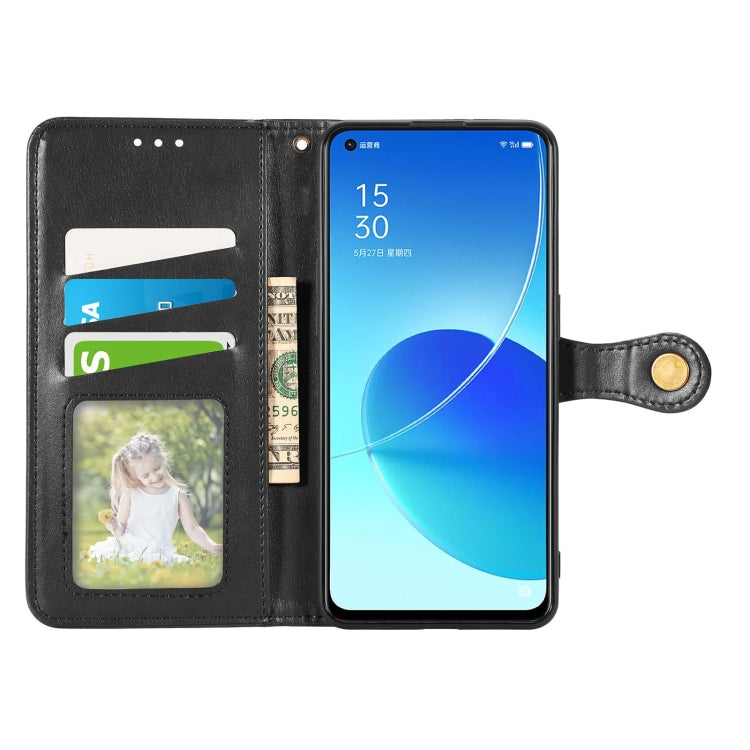 Solid Color Leather Buckle Phone Case with Lanyard & Photo Frame & Card Slot & Wallet & Stand Function, Compatible with OPPO Reno6 5G