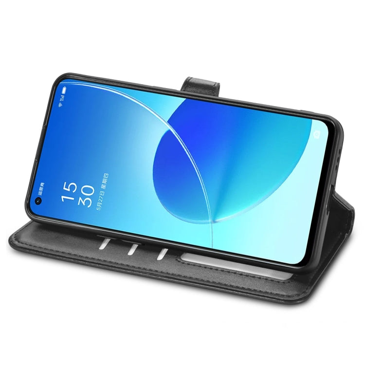 Solid Color Leather Buckle Phone Case with Lanyard & Photo Frame & Card Slot & Wallet & Stand Function, Compatible with OPPO Reno6 5G