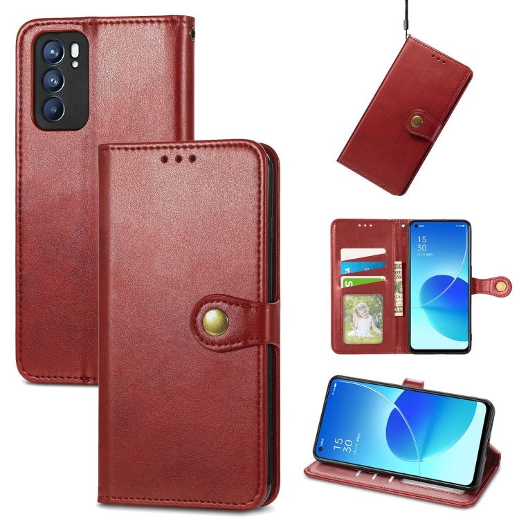 Solid Color Leather Buckle Phone Case with Lanyard & Photo Frame & Card Slot & Wallet & Stand Function, Compatible with OPPO Reno6 5G