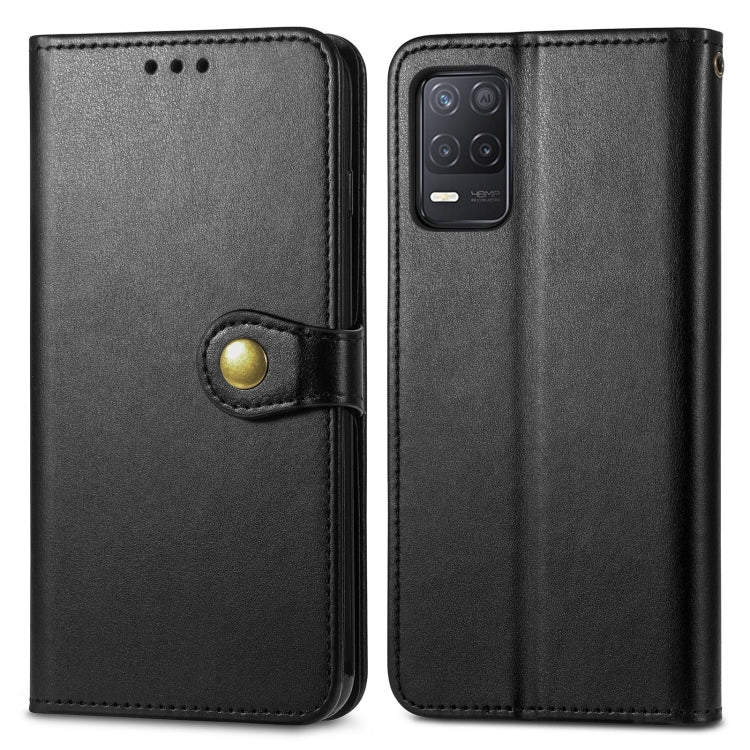 Solid Color Leather Buckle Phone Case with Lanyard & Photo Frame & Card Slot & Wallet & Stand Function, Compatible with OPPO Realme V13