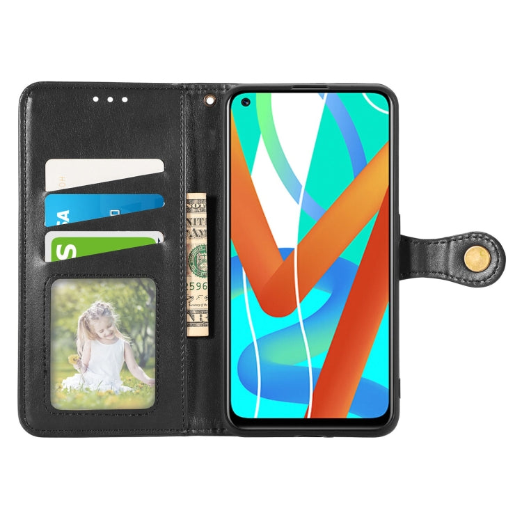 Solid Color Leather Buckle Phone Case with Lanyard & Photo Frame & Card Slot & Wallet & Stand Function, Compatible with OPPO Realme V13