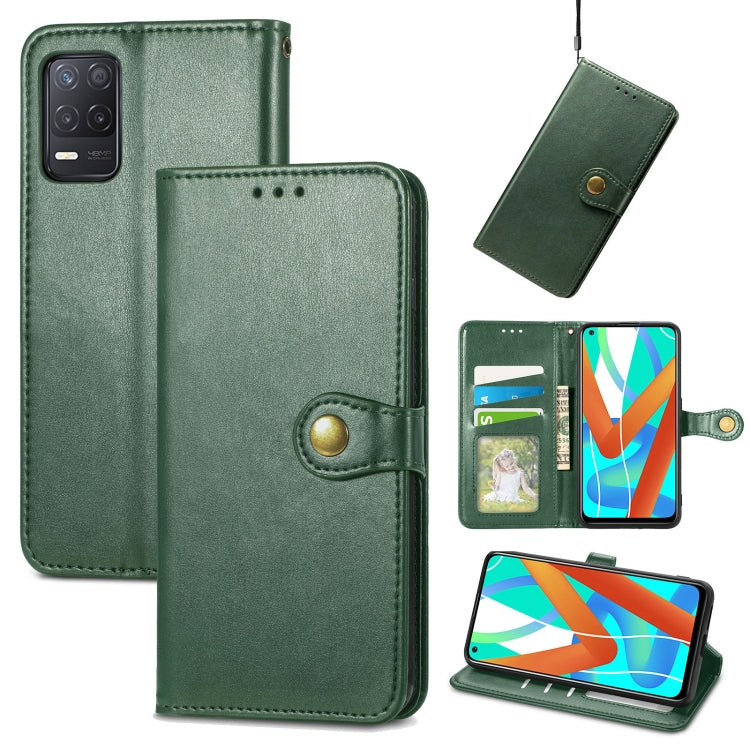 Solid Color Leather Buckle Phone Case with Lanyard & Photo Frame & Card Slot & Wallet & Stand Function, Compatible with OPPO Realme V13