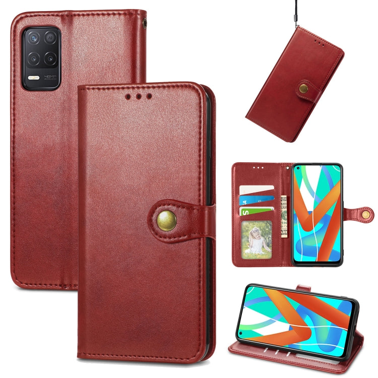 Solid Color Leather Buckle Phone Case with Lanyard & Photo Frame & Card Slot & Wallet & Stand Function, Compatible with OPPO Realme V13