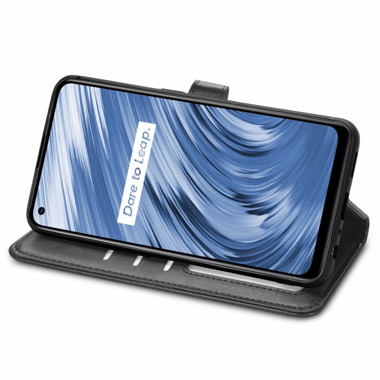 Solid Color Leather Buckle Phone Case with Lanyard & Photo Frame & Card Slot & Wallet & Stand Function, Compatible with OPPO Realme V15 5G