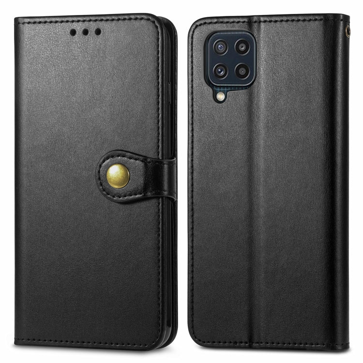 Solid Color Leather Buckle Phone Case with Lanyard & Photo Frame & Card Slot & Wallet & Stand Function, Compatible with Samsung Galaxy M32