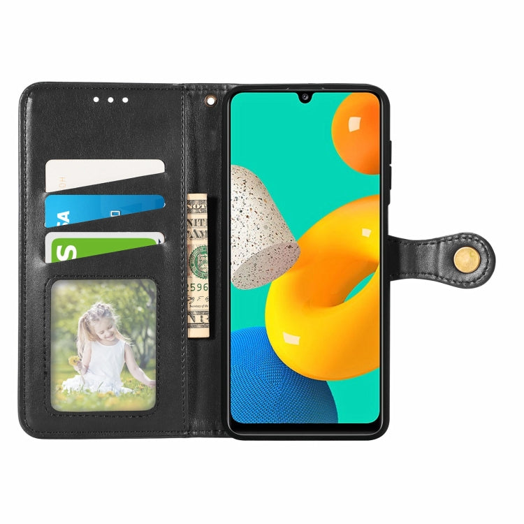 Solid Color Leather Buckle Phone Case with Lanyard & Photo Frame & Card Slot & Wallet & Stand Function, Compatible with Samsung Galaxy M32