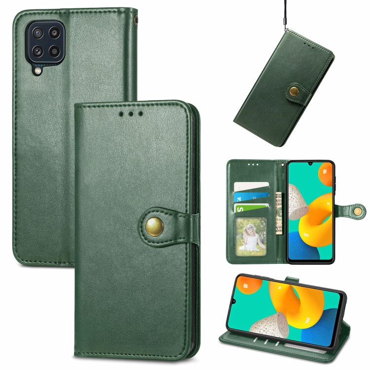 Solid Color Leather Buckle Phone Case with Lanyard & Photo Frame & Card Slot & Wallet & Stand Function, Compatible with Samsung Galaxy M32