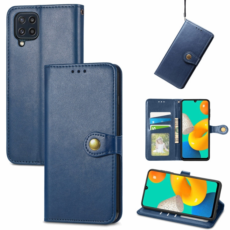 Solid Color Leather Buckle Phone Case with Lanyard & Photo Frame & Card Slot & Wallet & Stand Function, Compatible with Samsung Galaxy M32