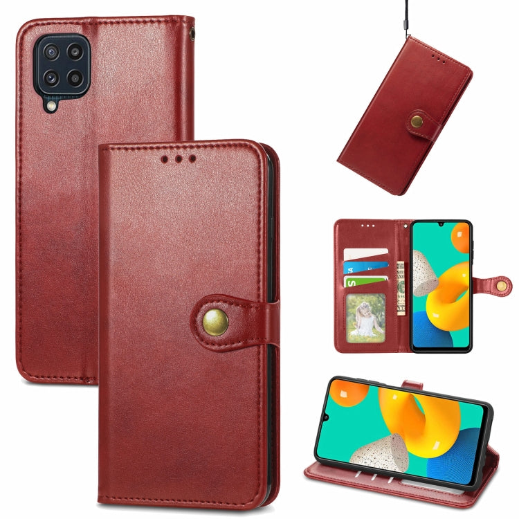 Solid Color Leather Buckle Phone Case with Lanyard & Photo Frame & Card Slot & Wallet & Stand Function, Compatible with Samsung Galaxy M32