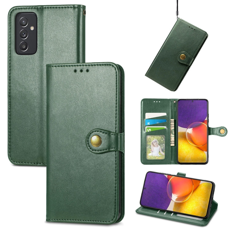 Solid Color Leather Buckle Phone Case with Lanyard & Photo Frame & Card Slot & Wallet & Stand Function, Compatible with Samsung Galaxy A82 5G