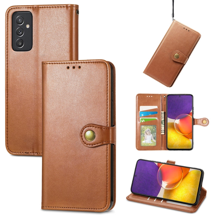 Solid Color Leather Buckle Phone Case with Lanyard & Photo Frame & Card Slot & Wallet & Stand Function, Compatible with Samsung Galaxy A82 5G
