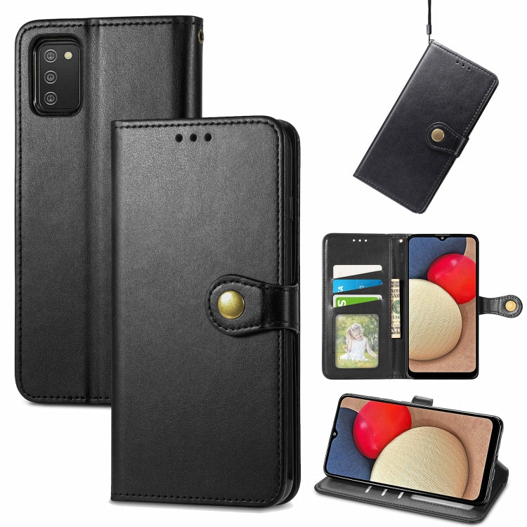 Solid Color Leather Buckle Phone Case with Lanyard & Photo Frame & Card Slot & Wallet & Stand Function, Compatible with Samsung Galaxy A03s 164mm