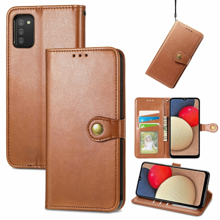 Solid Color Leather Buckle Phone Case with Lanyard & Photo Frame & Card Slot & Wallet & Stand Function, Compatible with Samsung Galaxy A03s 164mm