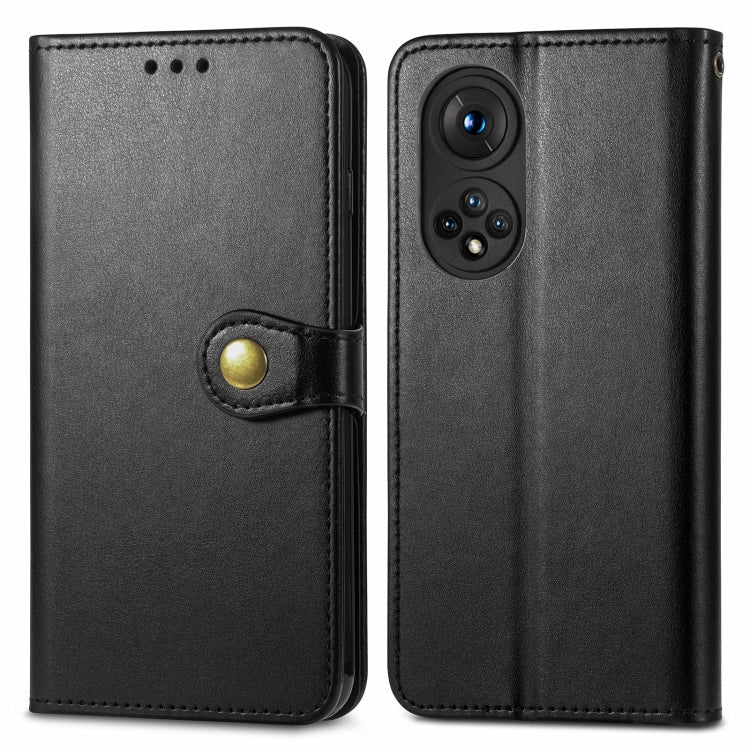 Solid Color Leather Buckle Phone Case with Lanyard & Photo Frame & Card Slot & Wallet & Stand Function, Compatible with Honor 50 Pro