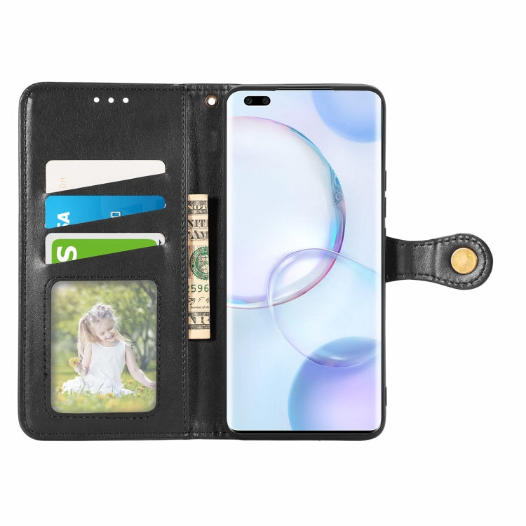 Solid Color Leather Buckle Phone Case with Lanyard & Photo Frame & Card Slot & Wallet & Stand Function, Compatible with Honor 50 Pro