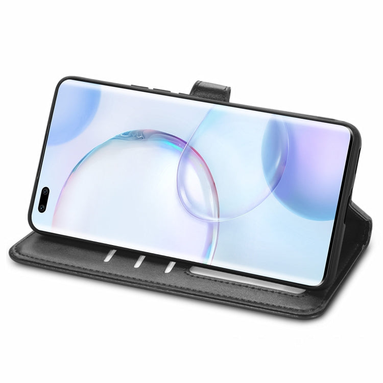 Solid Color Leather Buckle Phone Case with Lanyard & Photo Frame & Card Slot & Wallet & Stand Function, Compatible with Honor 50 Pro