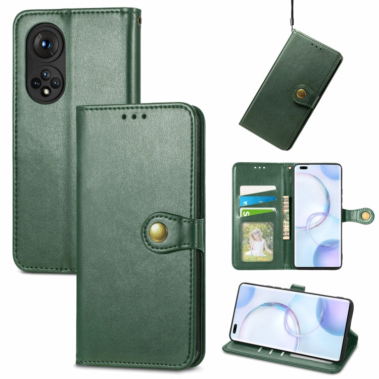 Solid Color Leather Buckle Phone Case with Lanyard & Photo Frame & Card Slot & Wallet & Stand Function, Compatible with Honor 50 Pro
