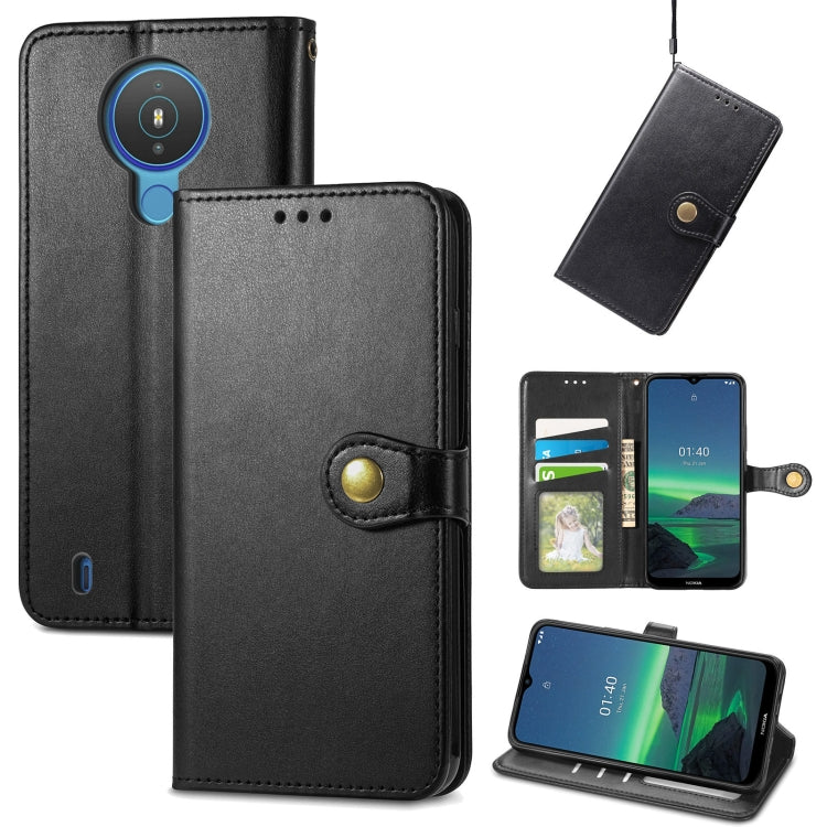 Solid Color Leather Buckle Phone Case with Lanyard & Photo Frame & Card Slot & Wallet & Stand Function, Compatible with Nokia 1.4