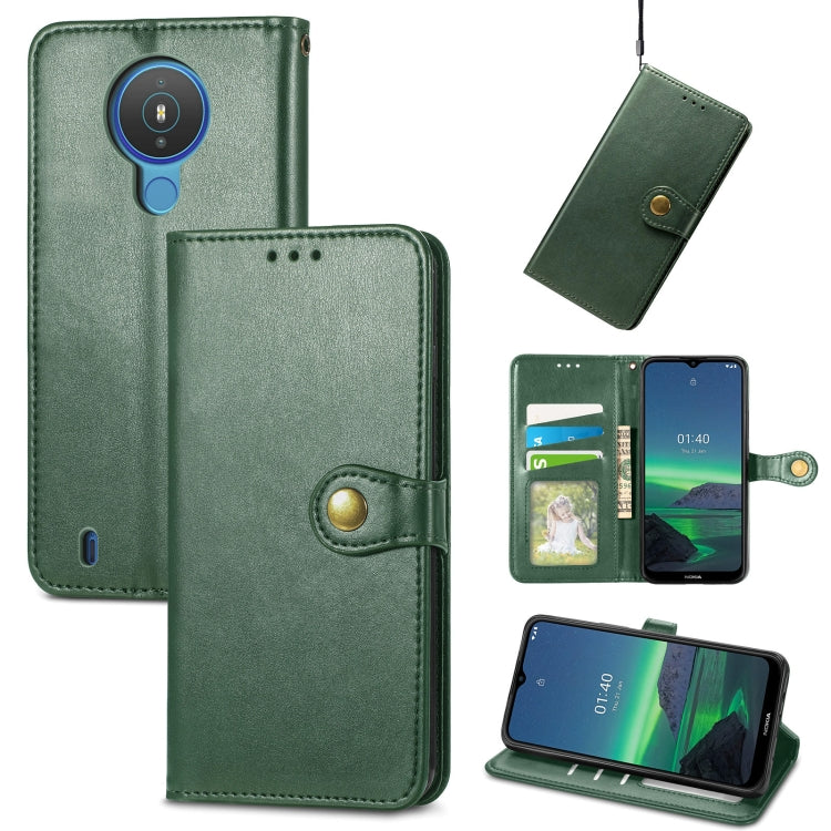 Solid Color Leather Buckle Phone Case with Lanyard & Photo Frame & Card Slot & Wallet & Stand Function, Compatible with Nokia 1.4