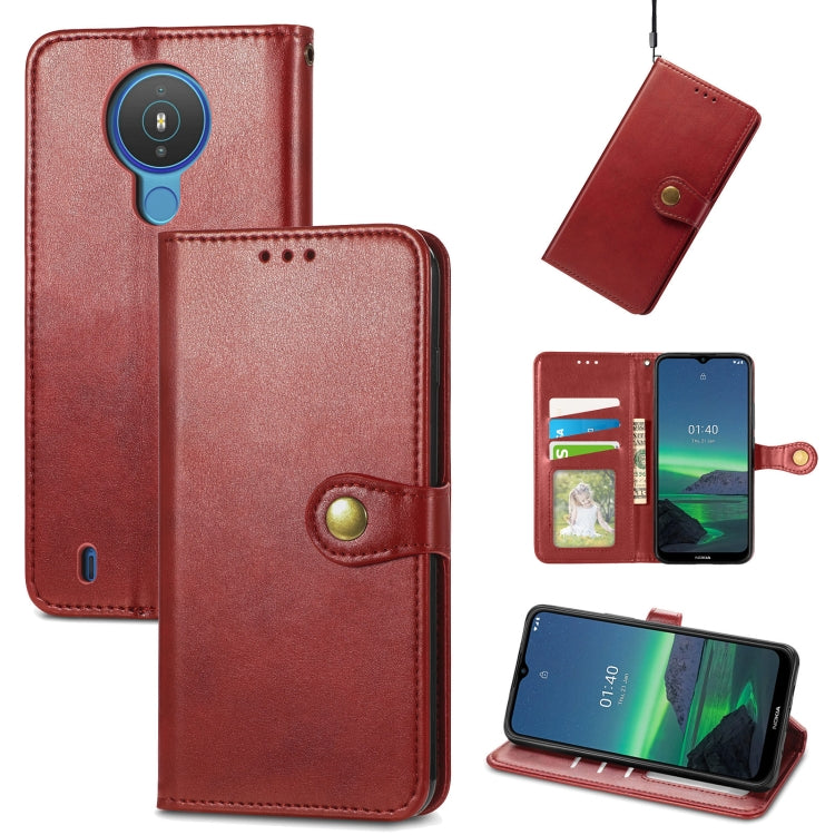 Solid Color Leather Buckle Phone Case with Lanyard & Photo Frame & Card Slot & Wallet & Stand Function, Compatible with Nokia 1.4
