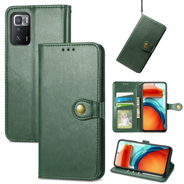 Solid Color Leather Buckle Phone Case with Lanyard & Photo Frame & Card Slot & Wallet & Stand Function, Compatible with Xiaomi Redmi Note 10 Pro 5G