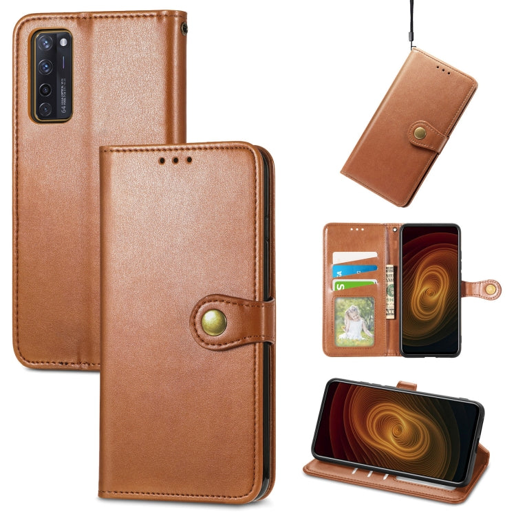 Solid Color Leather Buckle Phone Case with Lanyard & Photo Frame & Card Slot & Wallet & Stand Function, Compatible with ZTE Axon 20 5G