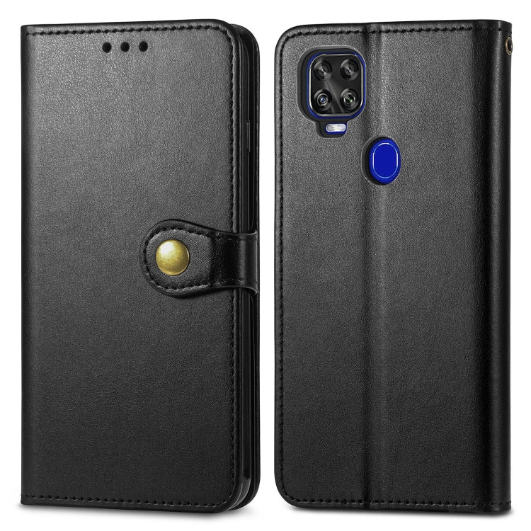 Solid Color Leather Buckle Phone Case with Lanyard & Photo Frame & Card Slot & Wallet & Stand Function, Compatible with ZTE Axon 11 SE 5G