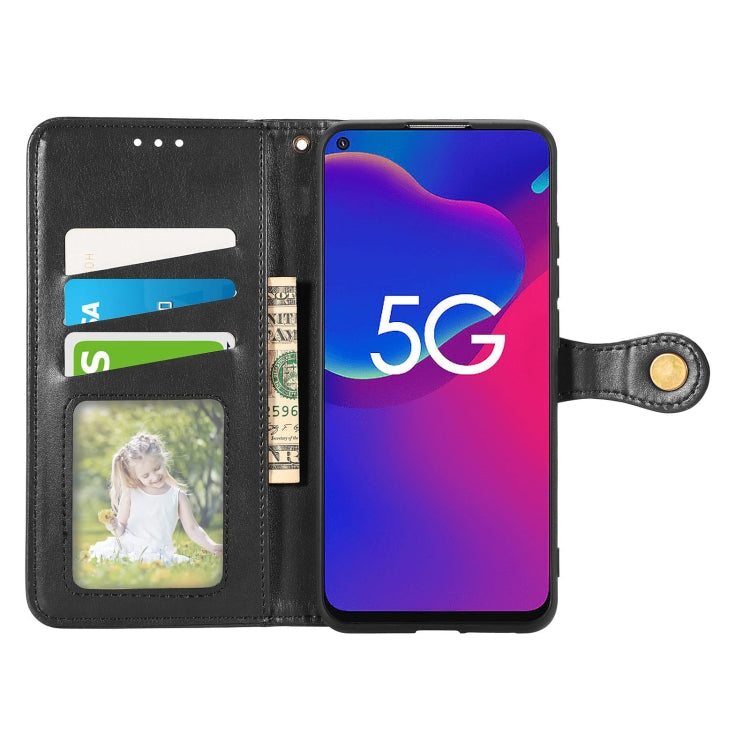 Solid Color Leather Buckle Phone Case with Lanyard & Photo Frame & Card Slot & Wallet & Stand Function, Compatible with ZTE Axon 11 SE 5G