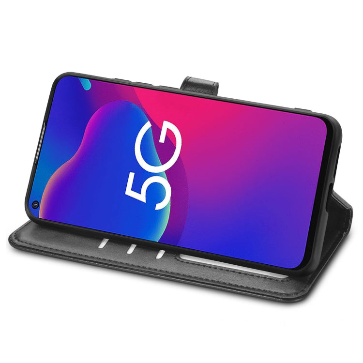 Solid Color Leather Buckle Phone Case with Lanyard & Photo Frame & Card Slot & Wallet & Stand Function, Compatible with ZTE Axon 11 SE 5G