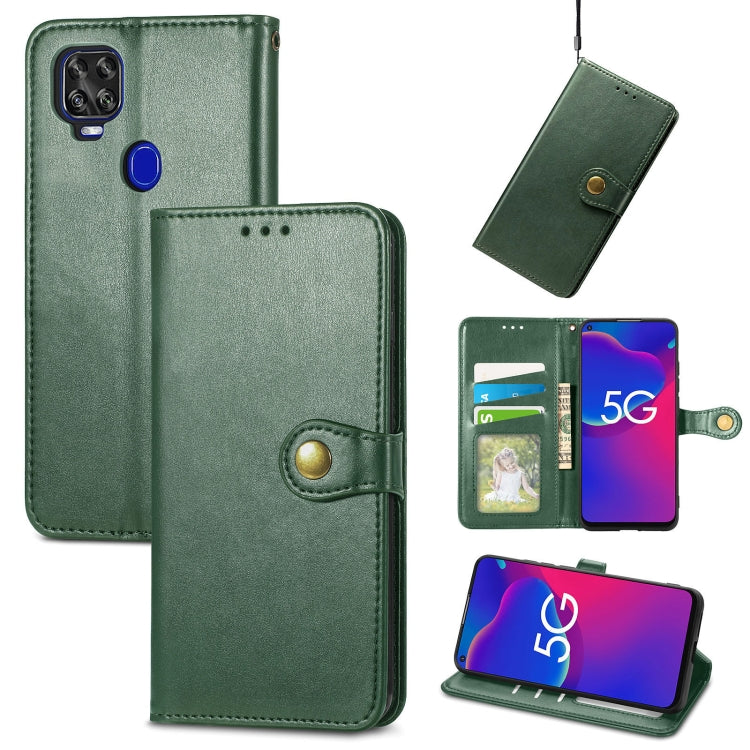 Solid Color Leather Buckle Phone Case with Lanyard & Photo Frame & Card Slot & Wallet & Stand Function, Compatible with ZTE Axon 11 SE 5G