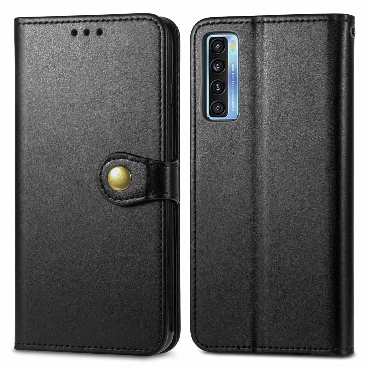 Solid Color Leather Buckle Phone Case with Lanyard & Photo Frame & Card Slot & Wallet & Stand Function, Compatible with TCL 20S