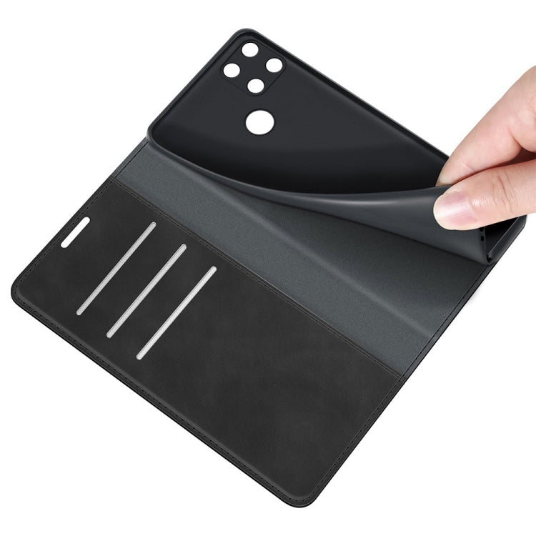 For OPPO Realme C21Y Retro-skin Business Magnetic Suction Leather Case with Holder & Card Slots & Wallet
