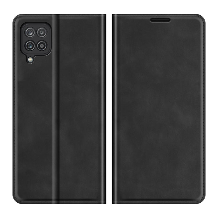 For Samsung Galaxy F12 / M12 Retro-skin Business Magnetic Suction Leather Case with Holder & Card Slots & Wallet