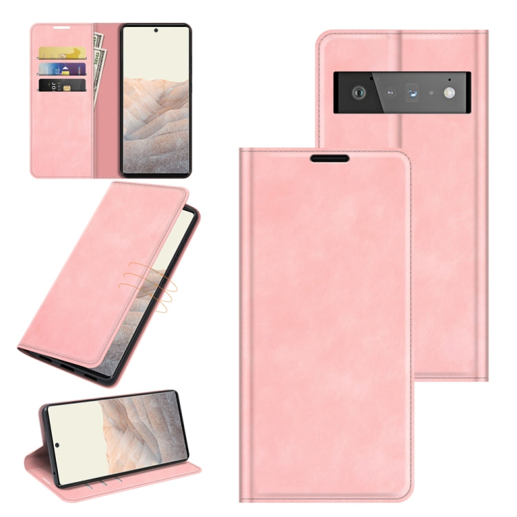 For Google Pixel 6 Pro Retro-skin Business Magnetic Suction Leather Case with Holder & Card Slots & Wallet