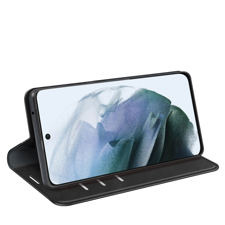 For Samsung Galaxy S21 FE Retro-skin Business Magnetic Suction Leather Case with Holder & Card Slots & Wallet