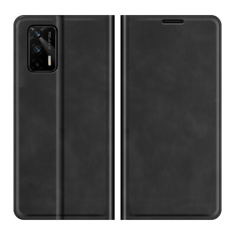 For OPPO Realme GT 5G / Realme Q3 Pro 5G Retro-skin Business Magnetic Suction Leather Case with Holder & Card Slots & Wallet