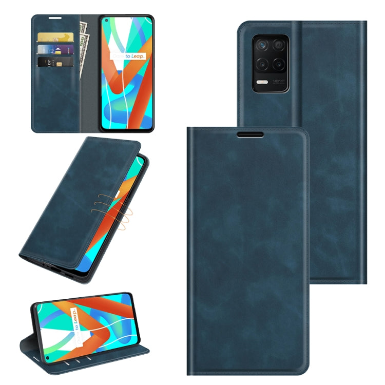 For OPPO Realme V13 5G / Realme 8 5G / Q3i 5G / Q3 5G Retro-skin Business Magnetic Suction Leather Case with Holder & Card Slots & Wallet