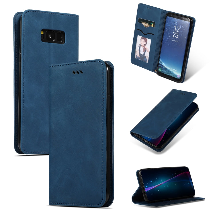 Retro Skin Feel Business Magnetic Horizontal Flip Leather Case for Samsung Galaxy S8 Plus