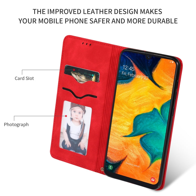 Retro Skin Feel Business Magnetic Horizontal Flip Leather Case for Samsung Galaxy A20 & A30