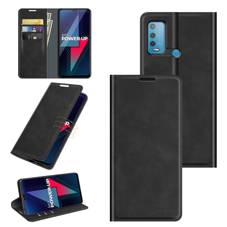 For wiko Power U30 Retro-skin Business Magnetic Suction Leather Case with Holder & Card Slots & Wallet
