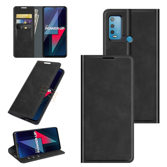 For wiko Power U30 Retro-skin Business Magnetic Suction Leather Case with Holder & Card Slots & Wallet