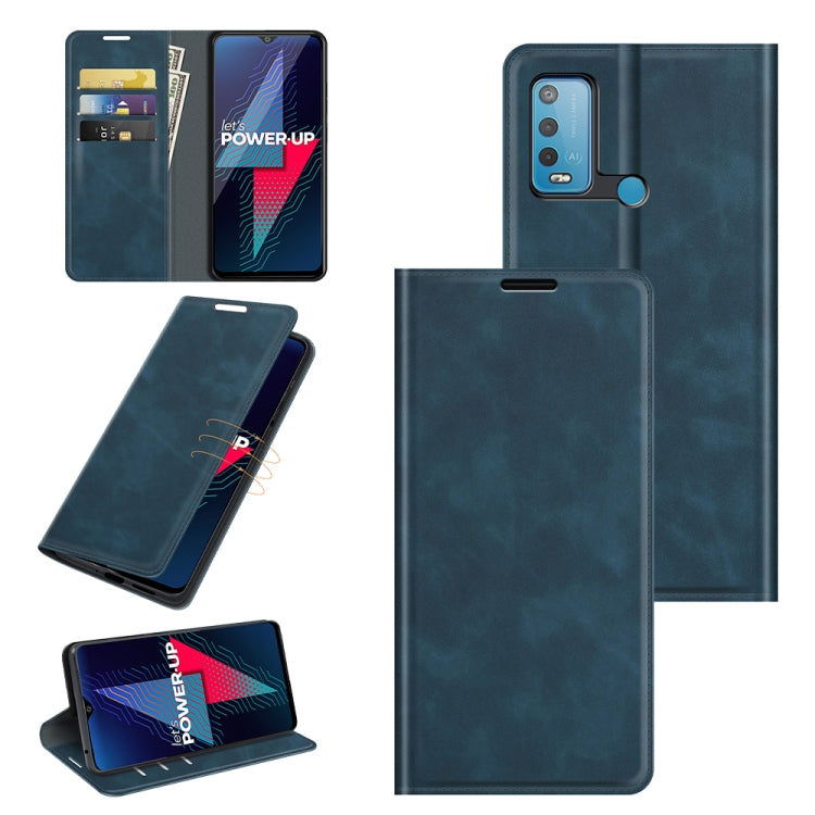 For wiko Power U30 Retro-skin Business Magnetic Suction Leather Case with Holder & Card Slots & Wallet