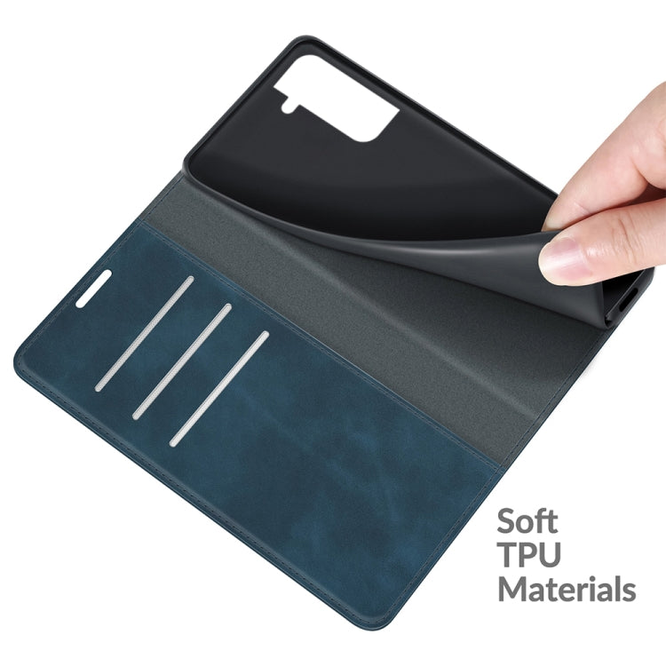 For Samsung Galaxy S22 5G Retro-skin Business Magnetic Suction Leather Case with Holder & Card Slots & Wallet